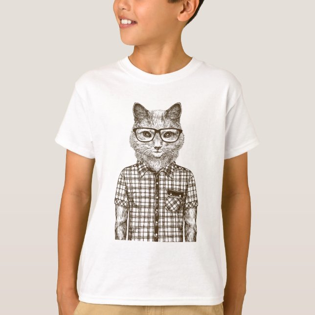 Hipster Katt T Shirt (Framsida)