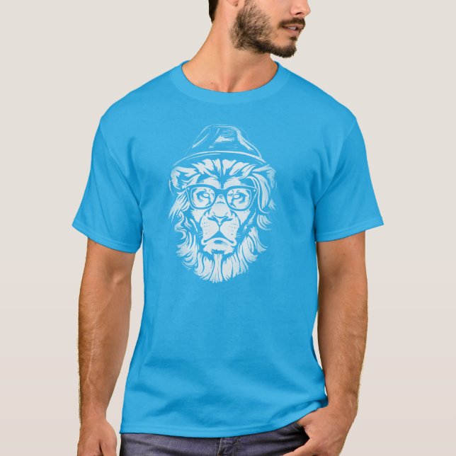 Hipster Lejon Blue T-shirt (Framsida)