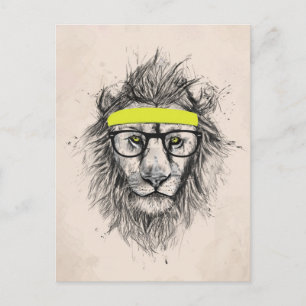 Hipster-lejon (ljus bakgrund) vykort