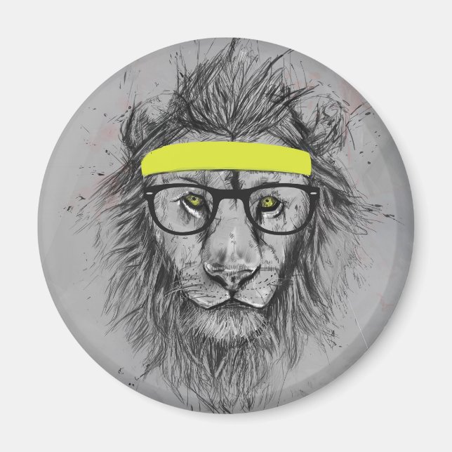Hipster lejon magnet (Framsidan)