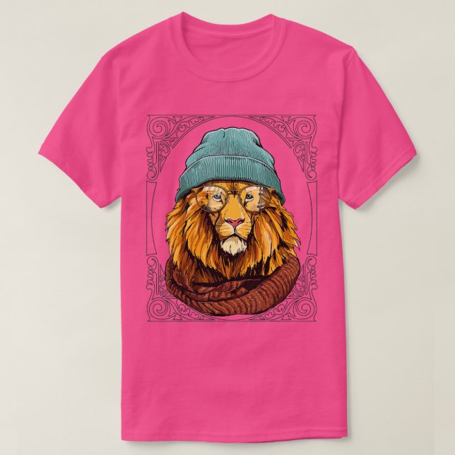 Hipster Lejont med glaset Safari Animal L T Shirt (Design framsida)