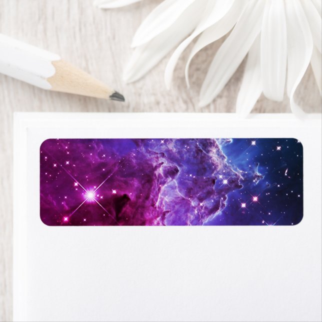 Hipster Lila Ombre Apmonsterhuvudnebulosan Returadress Etikett (Insitu)