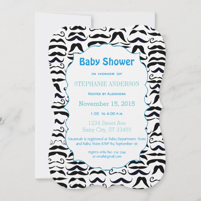 Hipster lil'Man Mustache Vintage Retro Inbjudningar (Framsida)