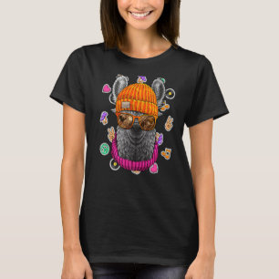 Hipster Llama Geek Nerd Glasses Animal Kärlek Peac T Shirt