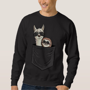 Hipster Llama Sloth med solglasögon i Po Lång Ärmad Tröja