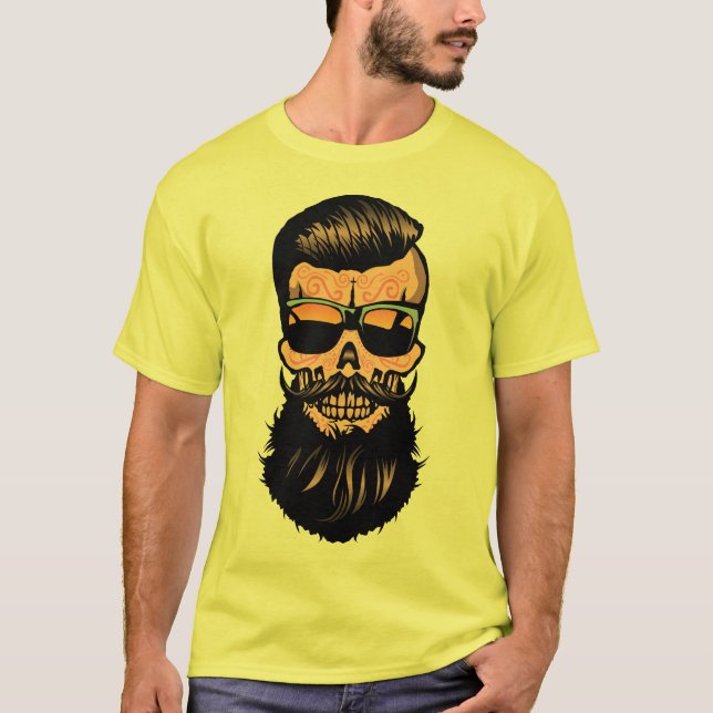 hipster_mexicaine_tete_de_mort_crane_barbe_moustac t shirt (Framsida)