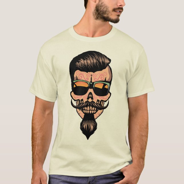 hipster_mexicaine_tete_de_mort_crane_barbiche_fant t shirt (Framsida)