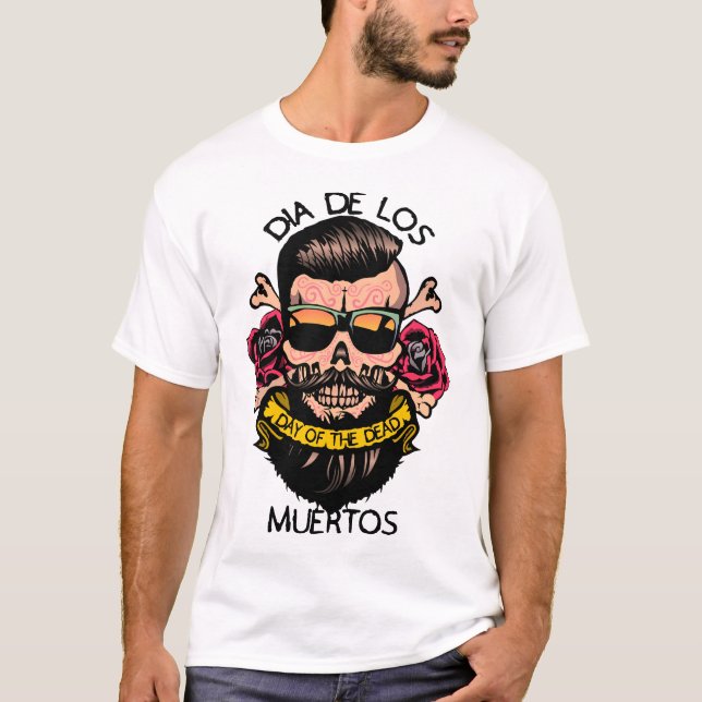 hipster_mexicaine_tete_de_mort_crane_fleur_rose_ci t shirt (Framsida)