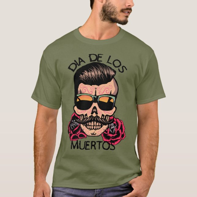 hipster_mexicaine_tete_de_mort_crane_fleur_rose_ci t shirt (Framsida)