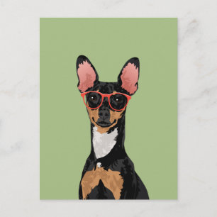 Hipster Miniatur Pinscher Postcard för Hundälskare Vykort