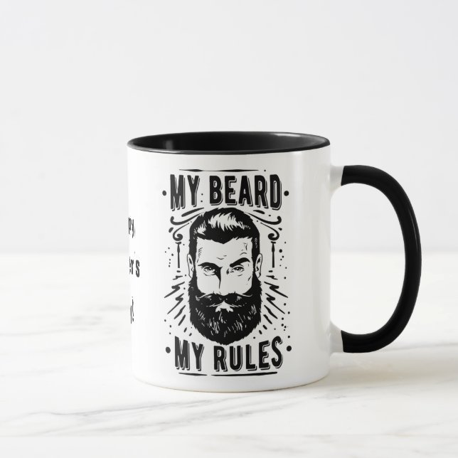 hipster mitt skägg mina regler fars dag mugg (Höger)