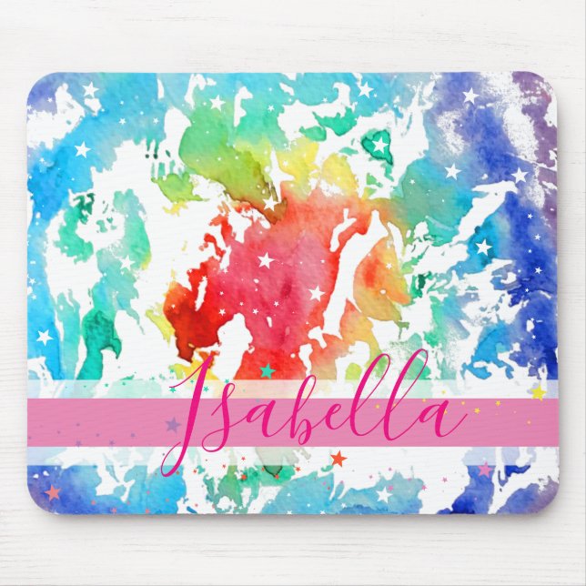 Hipster Monogram Rainbow Tie Dye Musmatta (Framsidan)