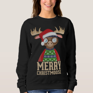 Hipster Moose - Santa Hat - Merry Christmoose Chri T Shirt