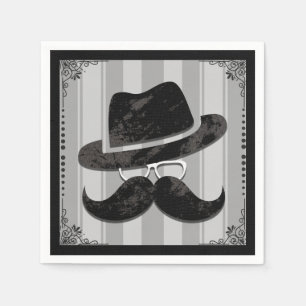 Hipster Mr. Mustache hatt glasögon födelsedagsfest Pappersservett