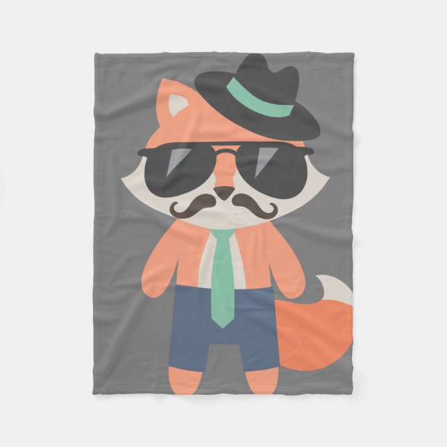 Hipster Mustache Coola Fox Baby Fleecefilt (Framsidan)