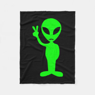 Hipster Mustache Grönt Alien Fleecefilt