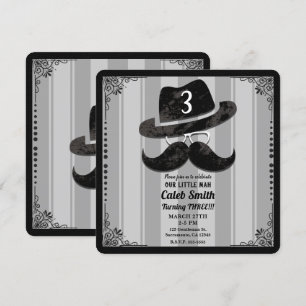 Hipster Mustasch Hatt Glasögon NÅGON Födelsedagsfe Inbjudningar