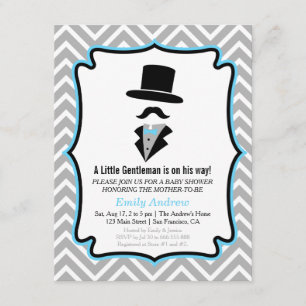 Hipster Mustasch Liten Man Babypojke Babyshower Inbjudningar