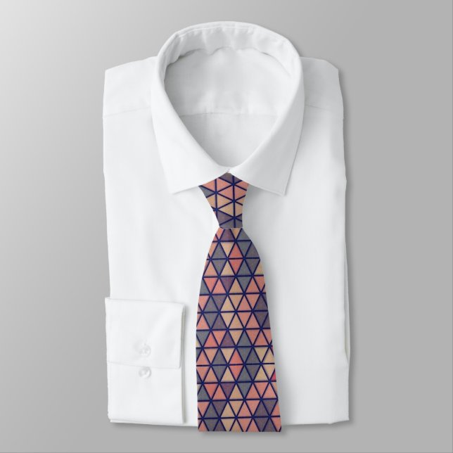 Hipster Nine Hexagon Blur Satin Necktie Slips (Bunden)