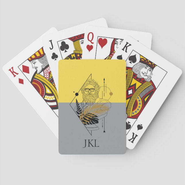 Hipster Olympisk Gud Färgblock Monogram Casinokort (Baksidan)