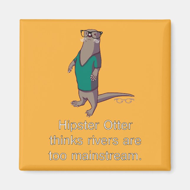 Hipster Otter Magnet (Framsidan)