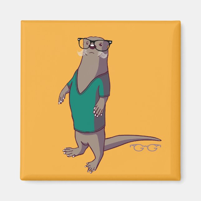 Hipster Otter Magnet (utan text) (Framsidan)