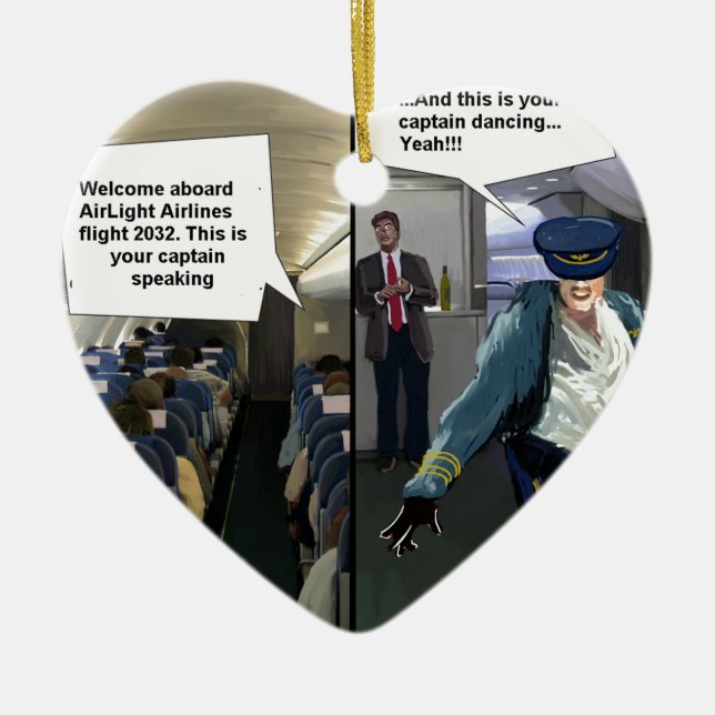 Hipster Pilot Rolig Julgransprydnad Keramik (Framsidan)