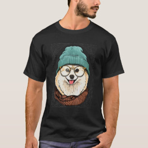 Hipster Pommern Animal Wing Sunglass Puppy T Shirt