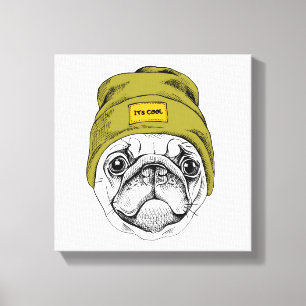Hipster Pug   COOLA Canvastryck