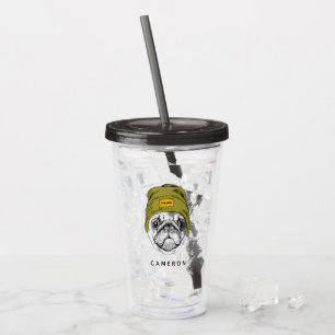 Hipster Pug Coola Lägg till ditt namn Take Away Mugg