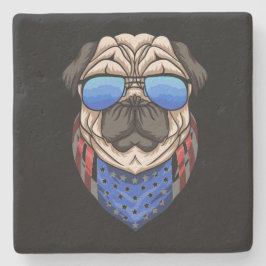 Hipster Pug Sunglasses USA Bandana Stenunderlägg