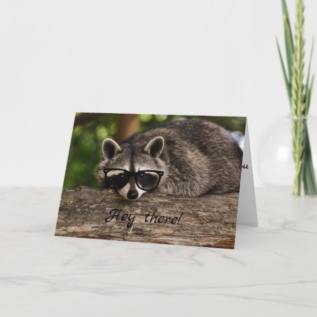 Hipster Raccoon Greeting Card valfritt Tillfälle Kort (Framsida)