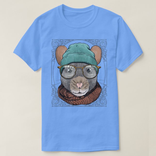 Hipster Rat With Glasses Mouse Rodent Lover  T Shirt (Design framsida)