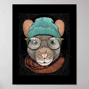 Hipster Råtta med glasmus Rodent Älskare 546 Poster