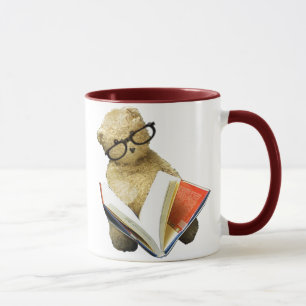 Hipster Reading Bear - kaffe mugg