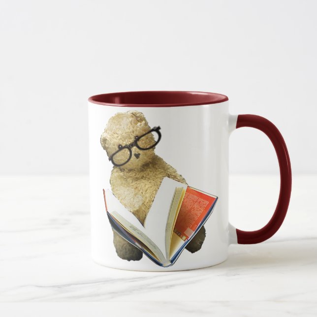 Hipster Reading Bear - kaffe mugg (Höger)