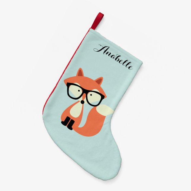 Hipster Red Fox Liten Julstrumpa (Framsidan (Hängande))