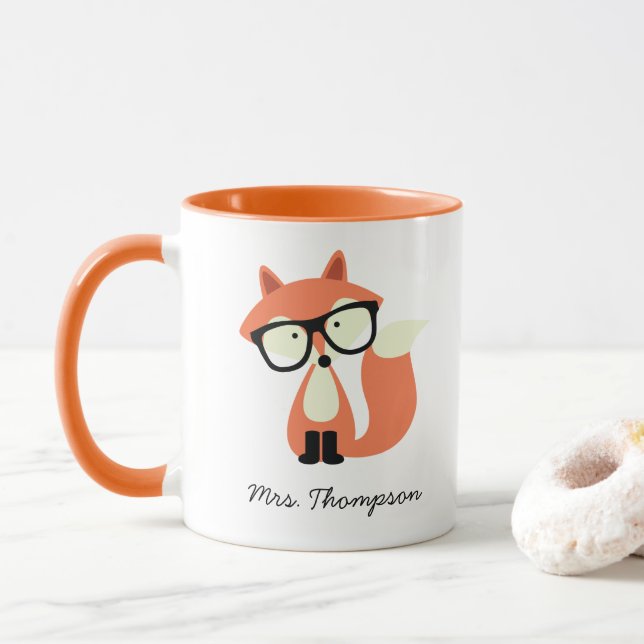 Hipster Red Fox Mugg (Med munk)