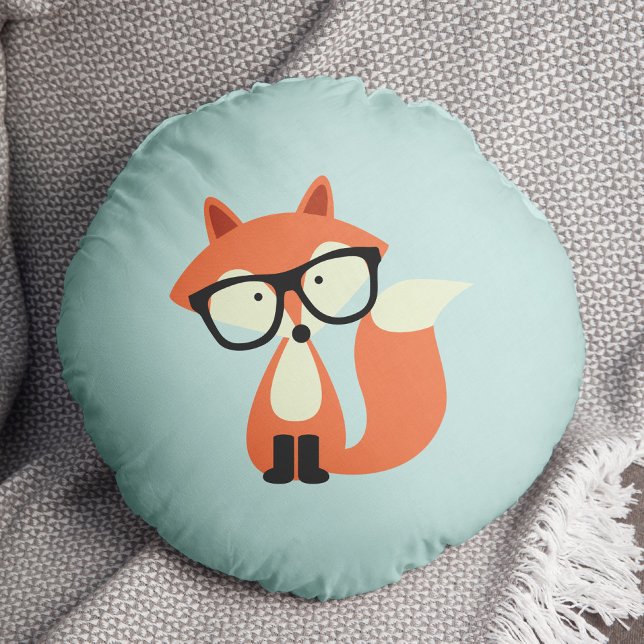 Hipster Red Fox Rund Kudde (Skapare uppladdad)