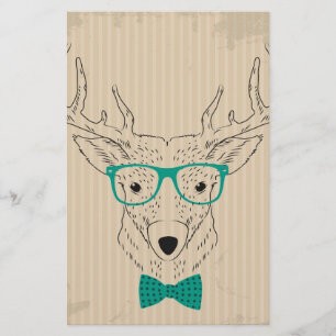 Hipster Reindeer Elk med glasögon grungande jul Brevpapper