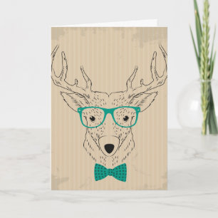 Hipster Reindeer Elk med glasögon grungande jul Helgkort