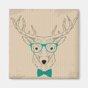 Hipster Reindeer Elk med glasögon grungande jul Magnet
