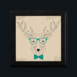 Hipster Reindeer Elk med glasögon grungande jul Smyckeskrin<br><div class="desc">En söt och coola hipsterrenare perfekt till jul med turkosnötsnöre och tjockt rimmade glas. Det här trendiget illustrerar Julafton är humoristiskt,  grungande och perfekt för att visa din mellå nedlagd stil under denna festsäsong.</div>