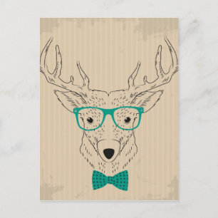 Hipster Reindeer Elk med glasögon grungande jul Vykort