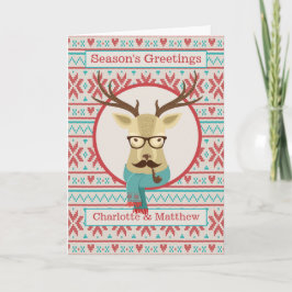 Hipster Reindeer Personlig jul Kort