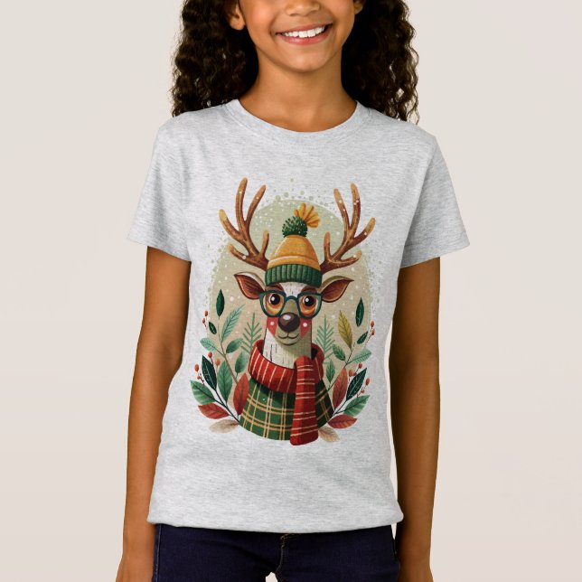 Hipster Reindeer T Shirt (Framsida)