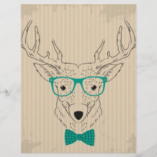 Hipster Ren Rådjur med glasögon grungy jul