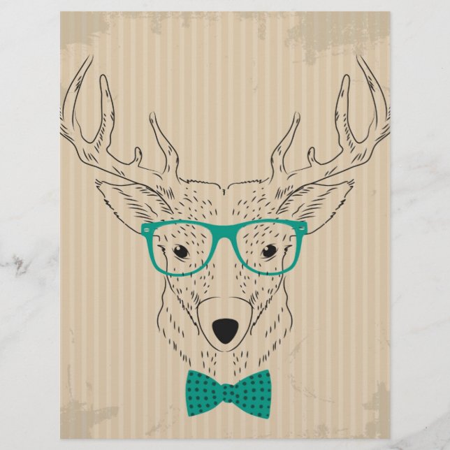 Hipster Ren Rådjur med glasögon grungy jul (Framsida)