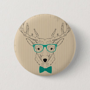 Hipster Ren Rådjur med glasögon grungy jul Knapp