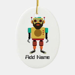 Hipster Retro Robot Julgransprydnad Keramik